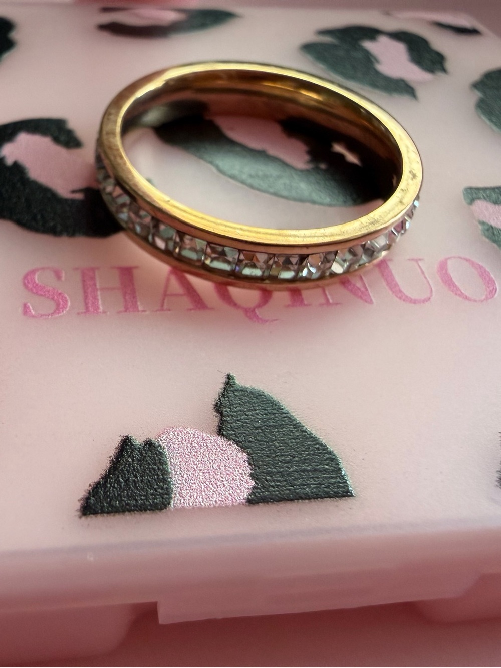 Affordable Fashion Finds Gold Tone Ring with Clear Crystal Channel